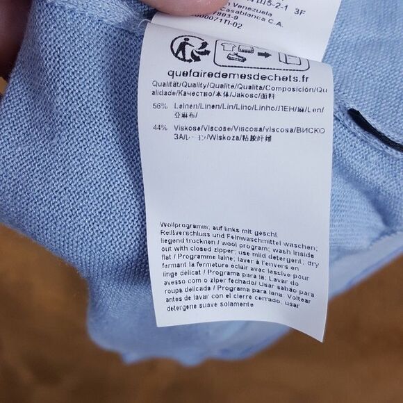 HUGO BOSS Polo Shirt Mens Small Blue Short Sleeve Knit Linen Blend TRIESTE $198 - Picture 8 of 12